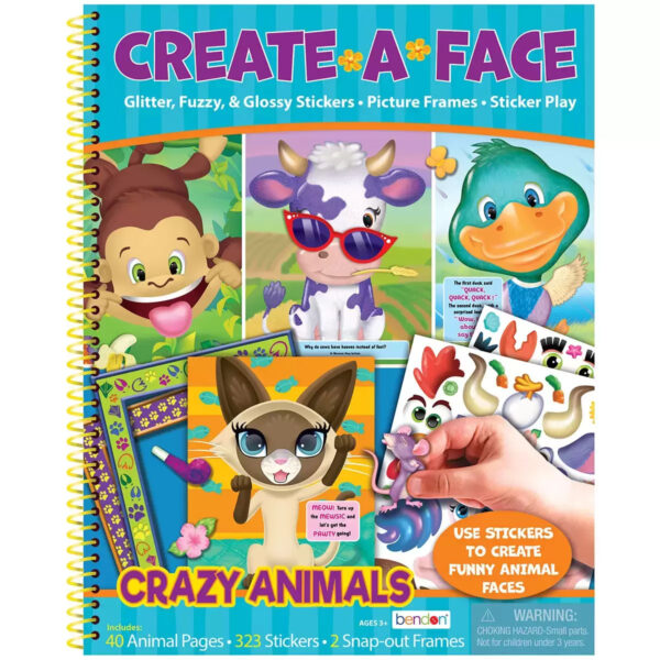 Create a Face - Sticker Activity Book | Crazy Animals